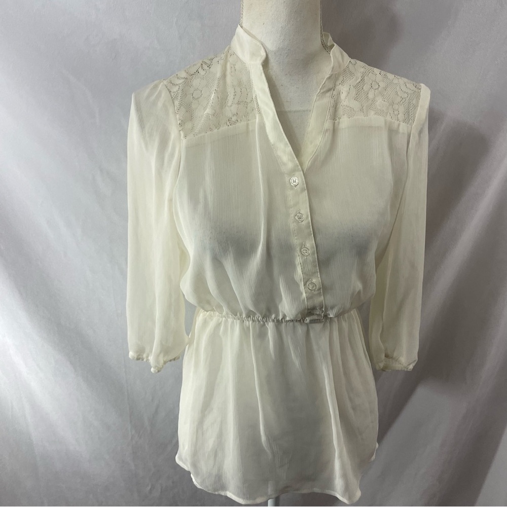 Mossimo Cream Semi Sheer Top